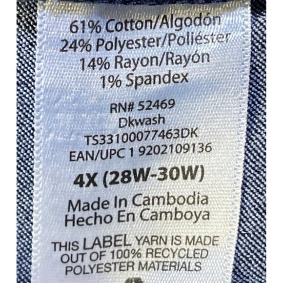 Terra & Sky Womens Plus Size 4X Skinny High Rise Pull On Jeggings Dark Wash - Picture 4 of 5